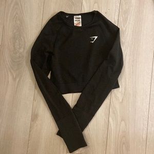 Gymshark Crop Top. Long sleeve. Size S. Black